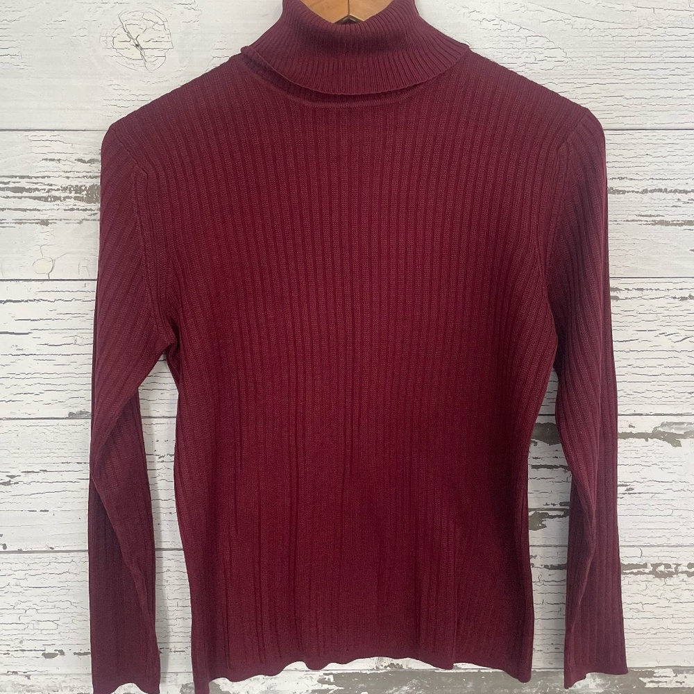 Mark Shale Women's Burgundy 100% Silk Sweater | Turtleneck